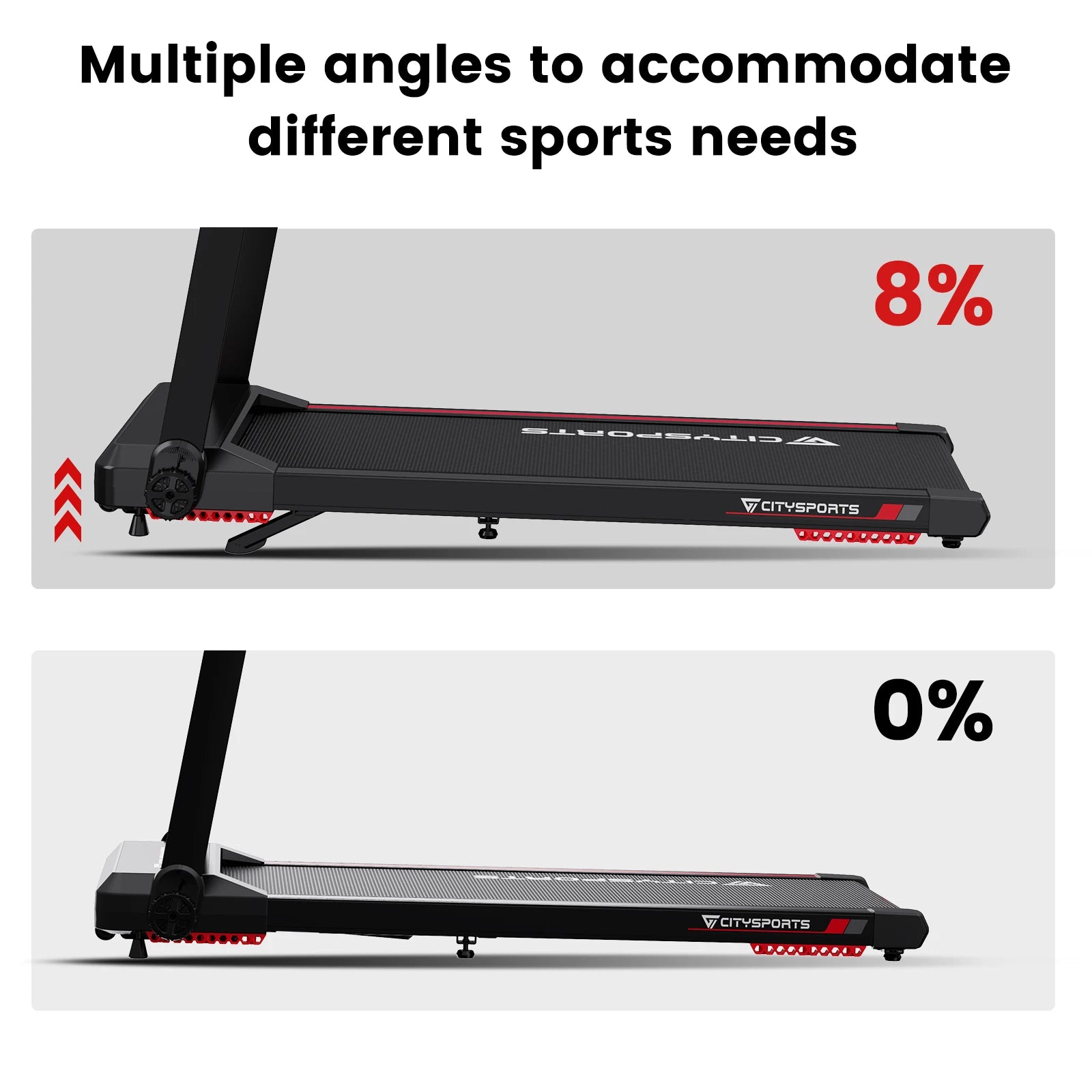 CITYSPORTS PRO Electric Folding Treadmill with Auto Incline - 12 km/h Max Speed, Smart App Control, LED Display, Compact Home &