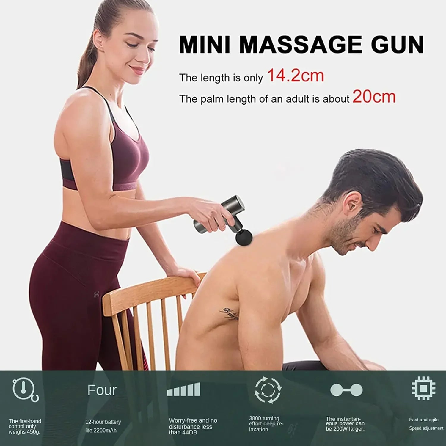 Mini Massage Gun,Deep Tissue Percussion Muscle Massage Gun for Athletes,Super Quiet Portable Electric Sport Massager