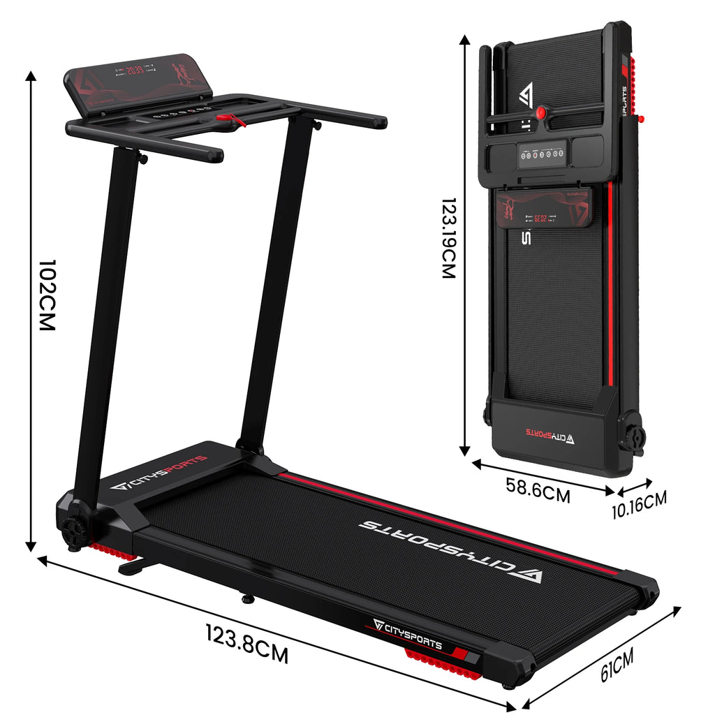 CITYSPORTS PRO Electric Folding Treadmill with Auto Incline - 12 km/h Max Speed, Smart App Control, LED Display, Compact Home &